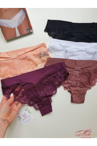 Трусики-бразилиана из микрофибры и кружева La Vivas 10156